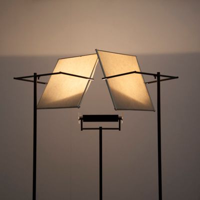 Fabric Steel Perspex Modular Floor Lamp From Swiss Lamps International 1990s Fabric Steel Perspex Modular Floor Lamp From Swiss Lamps International 1990s