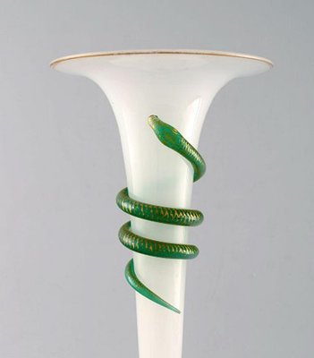Large Vintage Art Nouveau Style Opaline Glass Vase For Sale At Pamono