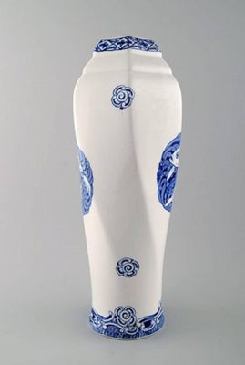Large Vase In Faience Decorated With Fish From Rorstrand 1920s
