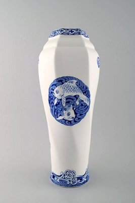Large Vase In Faience Decorated With Fish From Rorstrand 1920s