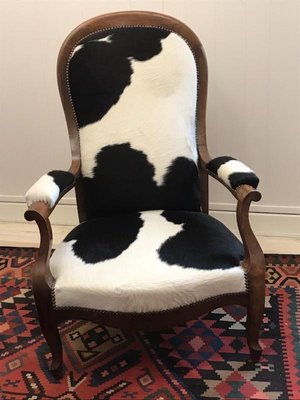 Antique Cowhide Lounge Chair For Sale At Pamono