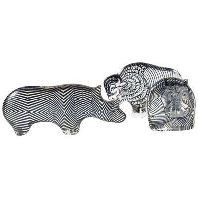 Hippo Rhino And Buffalo Figurines Set By Abraham Palatnik 1970s