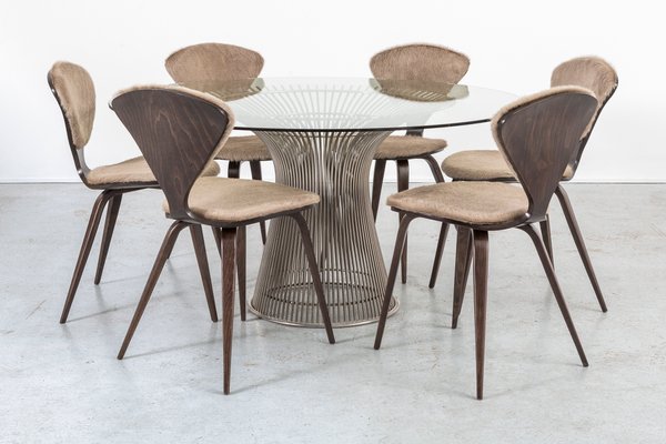 Wood And Cow Leather Dining Chairs By Norman Cherner For Plycraft 1960s Set Of 6