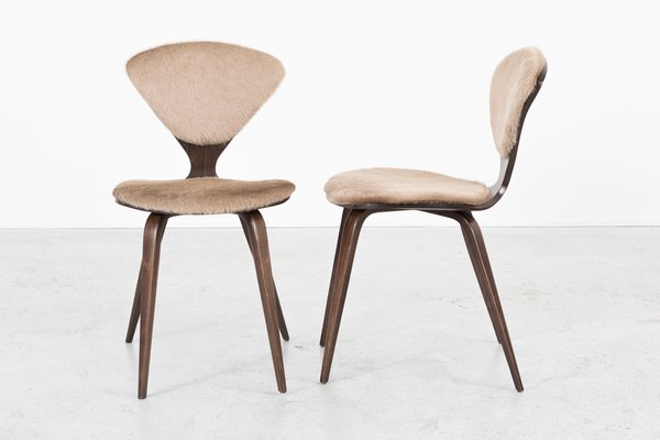 Wood And Cow Leather Dining Chairs By Norman Cherner For Plycraft 1960s Set Of 6