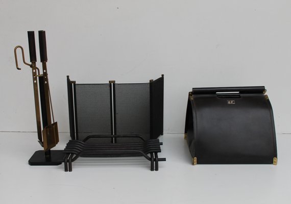 Mid Century Italian Fireplace Set By Tobia Scarpa For Dimensione
