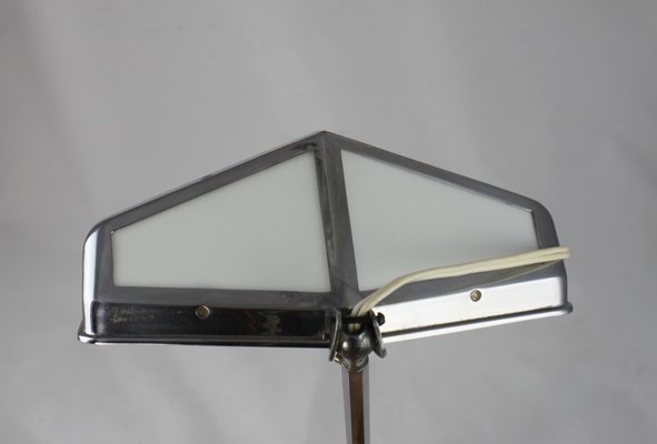 Vintage Model Nice French Glass And Metal Desk Lamp From Pirouett