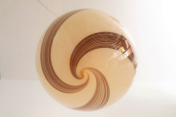 Mid Century Italian Brass Murano Glass Spherical Ceiling Lamp 1960s