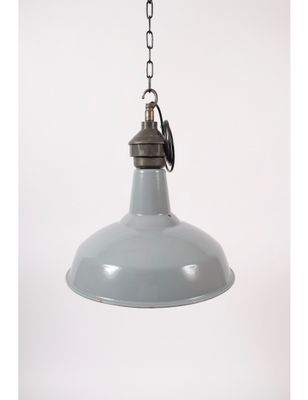 Industrial English Blue Enamel Pendant Lamp 1950s