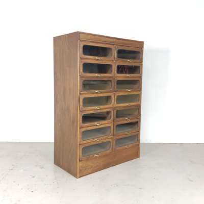 Vintage Industrial Glass Oak Cabinet 1920s For Sale At Pamono