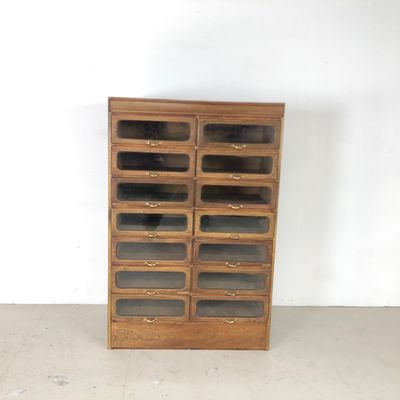 Vintage Industrial Glass Oak Cabinet 1920s For Sale At Pamono