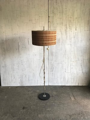 Mid Century Floor Lamp With Wooden Shade 1950s Mid Century Floor Lamp With Wooden Shade 1950s