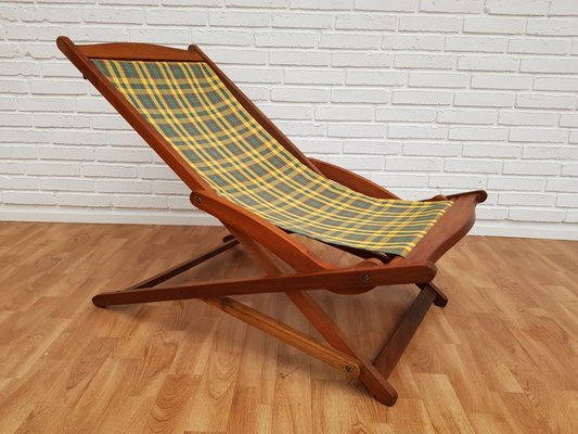 Skandinavischer Klappstuhl aus Stoff und Teak, 1960er bei Pamono kaufen