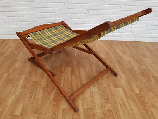 Scandinavian Fabric and Teak Folding Chair, 1960s for sale at Pamono