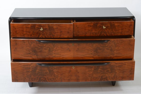 Art Deco Italian Colored Glass And Walnut Dresser From Fagioli