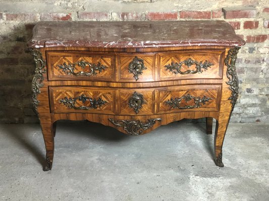 Antique Louis Xv Style Wooden Dresser With Marble Top For Sale At