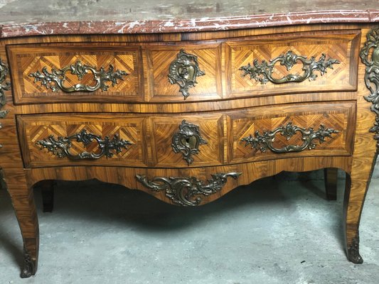Antique Louis Xv Style Wooden Dresser With Marble Top For Sale At