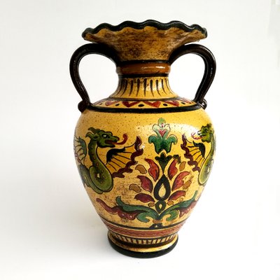 Decorative Urn Vintage Vases Antique Ceramics Italian Centerpiece