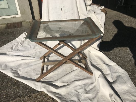Folding Side Table With Decorative Ostrich Feather 1970s For Sale