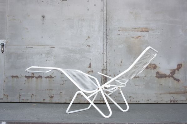 Et En Longue Jardin Plastique Blanche1960s Chaise Acier De Tubulaire rdCBoeQWx