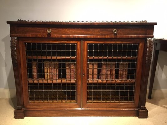 Antique Brass And Mahogany Low Bookcase 1820s For Sale At Pamono