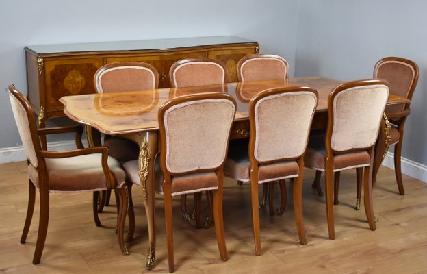 Vintage Walnut Dining Table Chairs Suite By Harry Lou Epstein For Epstein 1950s For Sale At Pamono
