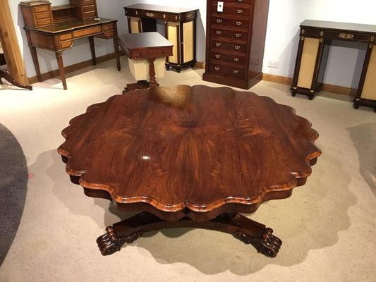 Antique William Iv Period Rosewood Scalloped Dining Table 1840s