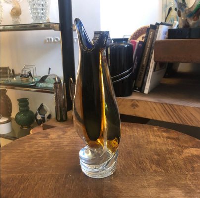 Sommerso Blue Brown Murano Glass Vase From Seguso 1970s For
