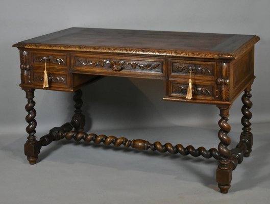 Antique French Carved Oak Writing Desk Table 1870s For Sale At Pamono