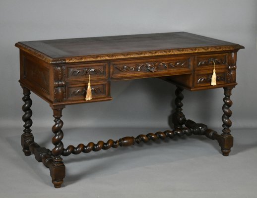 Antique French Carved Oak Writing Desk Table 1870s For Sale At Pamono