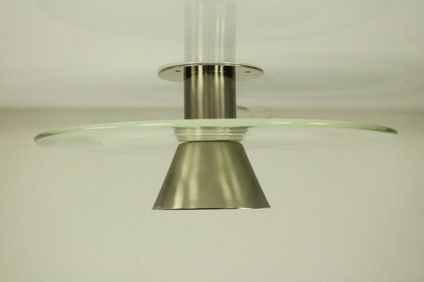 Italian Aluminum Metal Murano Glass Flushmount Ceiling Lamp