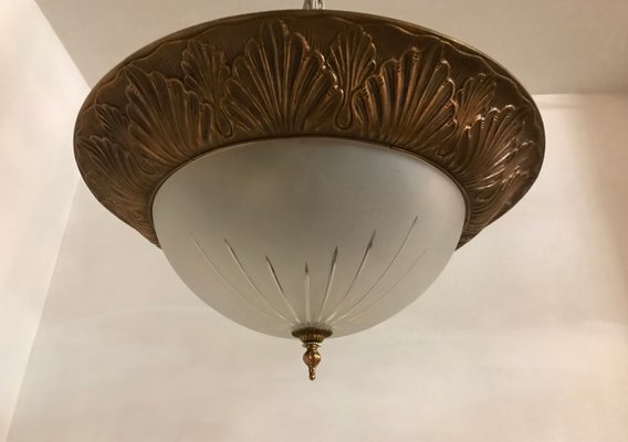 Vintage Art Deco Italian Bronze Flush Mount 1930s
