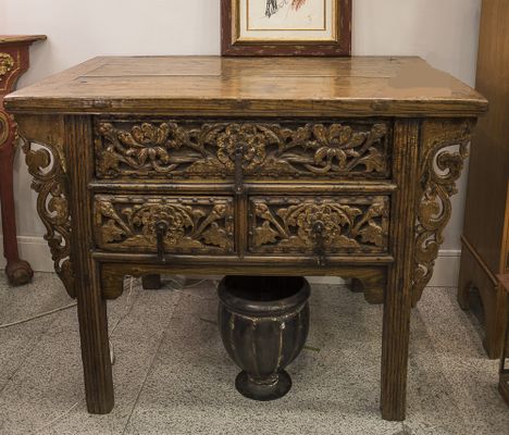 Antique French Oriental Style Elm Dresser Table For Sale At Pamono