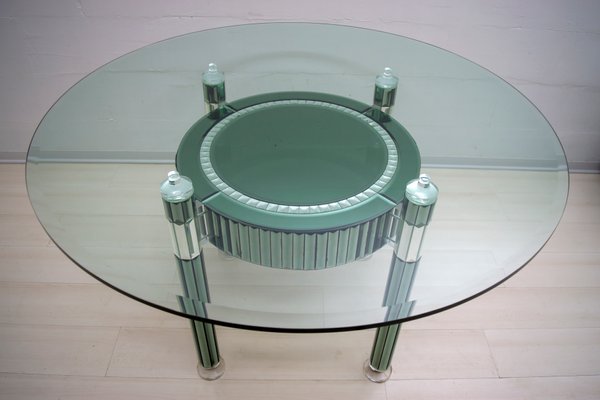 Mirrored Glass Dining Table, Small Glass Round Table