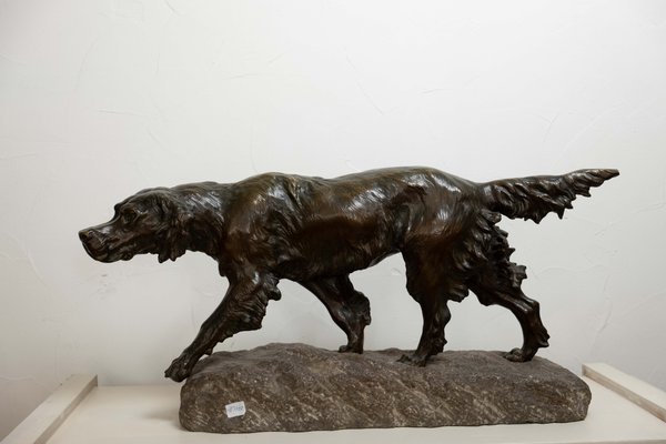 Statue De Chien De Chasse En Bronze De Thomas François Cartier 1920s