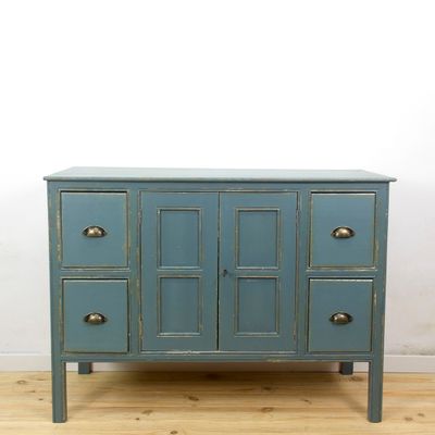 Mid Century Industrial French Paint And Wood Dresser 1940s For