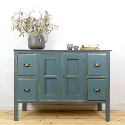 Mid Century Industrial French Paint And Wood Dresser 1940s For