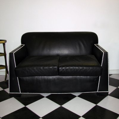 Art Deco Wohnzimmer-Set aus Leder von Pierre Chareau, 1930er Art Deco Wohnzimmer-Set aus Leder von Pierre Chareau, 1930er