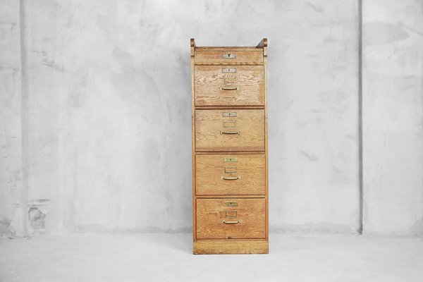 Industrial Oak Filing Cabinet 1920s, Oak File Cabinet