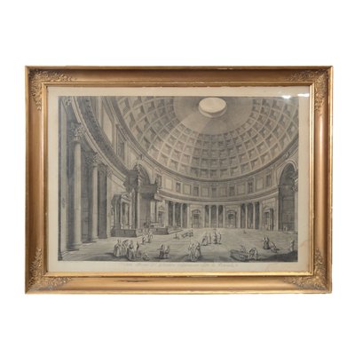 Antike Radierung Von Roman Pantheon Interior 1807