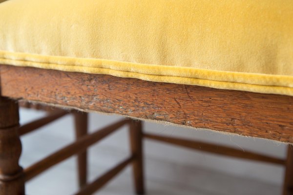 Antique Chestnut Chairs With Yellow Velvet Upholstery From Del Rio