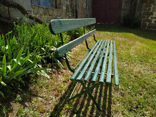 Vintage Rustic Metal And Wood Garden Chair 1920s For Sale At Pamono