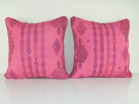 Handwoven Pink Kilim Pillow Covers From Vintage Pillow Store