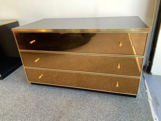 Italian Brass And Mirror Dressers By Renato Zevi 1970s Set Of 2