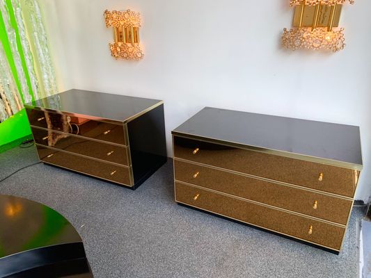 Italian Brass And Mirror Dressers By Renato Zevi 1970s Set Of 2