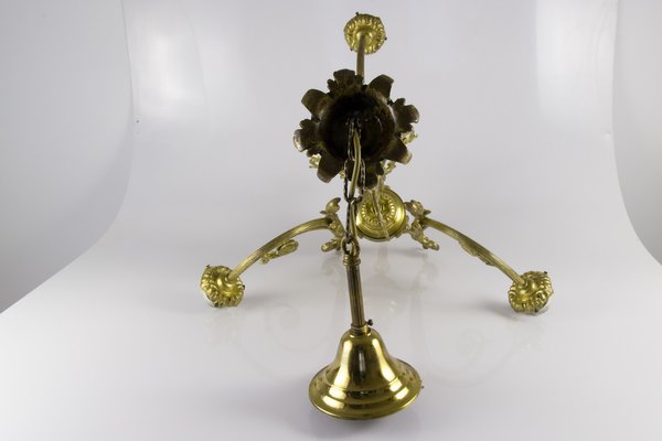 Antique Style French Bronze & Frosted Glass Chandelier, 1920s Antique Style French Bronze & Frosted Glass Chandelier, 1920s