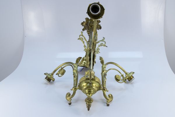 Antique Style French Bronze & Frosted Glass Chandelier, 1920s Antique Style French Bronze & Frosted Glass Chandelier, 1920s