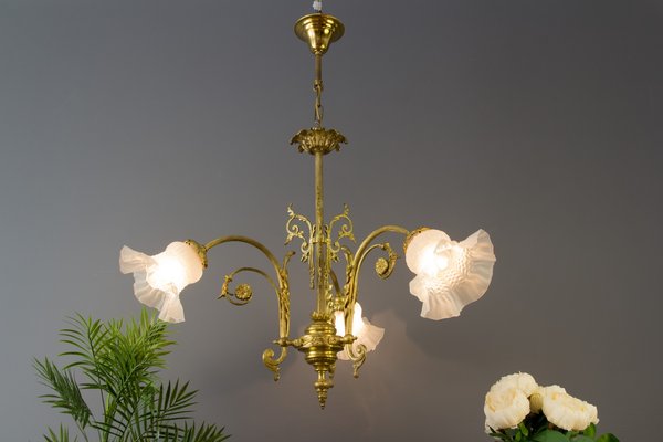 Antique Style French Bronze Frosted Glass Chandelier 1920s For At Pamono Antique Style French Bronze Frosted, Gas Light Style Chandelier