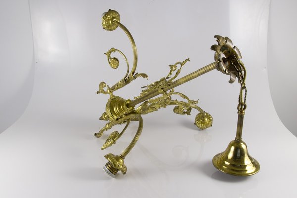 Antique Style French Bronze & Frosted Glass Chandelier, 1920s Antique Style French Bronze & Frosted Glass Chandelier, 1920s