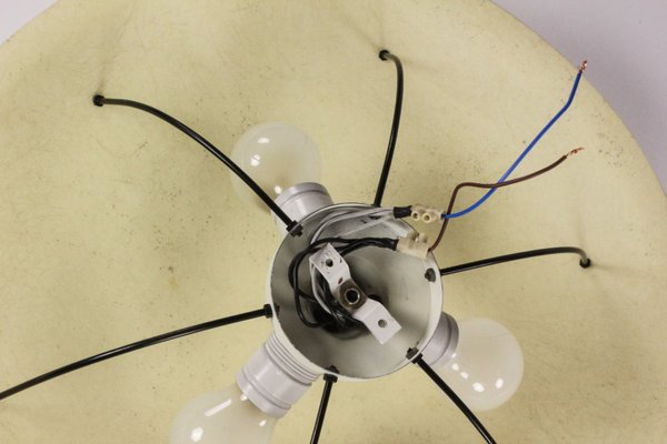 Mid Century German Brass And Fiberglass Ufo Ceiling Lamp 1950s