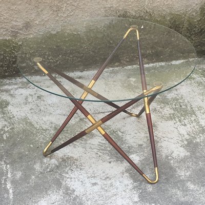 Italian Brass And Glass Coffee Table By Cesare Lacca 1950s